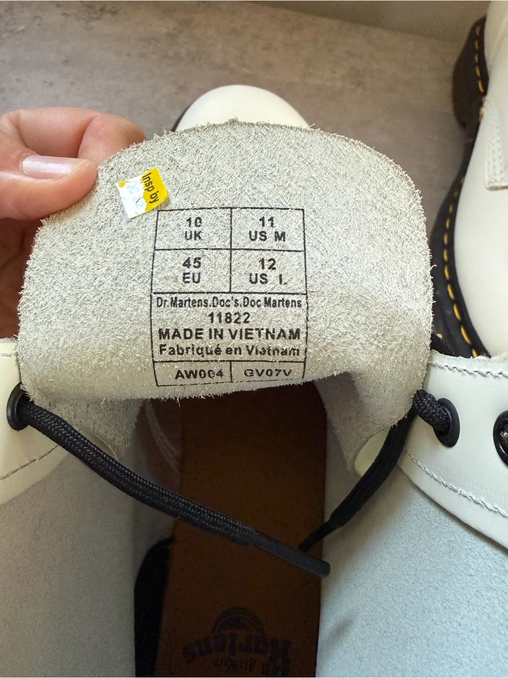 Dr. Martens 1460 White Leather Lace-Up Boots with Black Trim NWT Men’s size 10